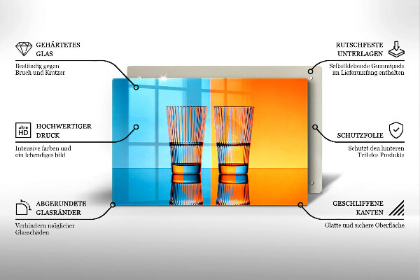 Üveg vágódeszka Két pohár vizet