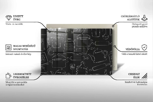 Üveg vágódeszka Rajzfilm konyhai kiegészítők