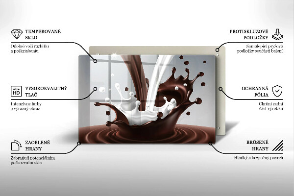 Üveg vágódeszka Tej és csokoládé