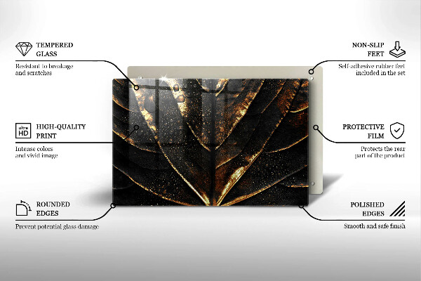 Üveg vágódeszka Aranylemez