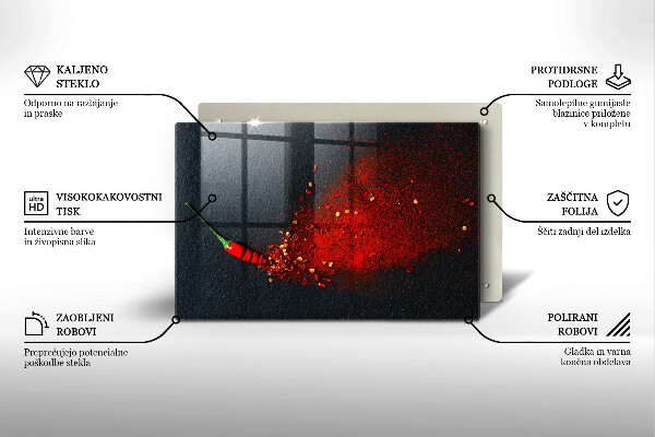 Üveg vágódeszka Csili paprika