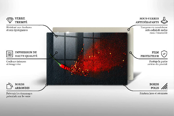 Üveg vágódeszka Csili paprika