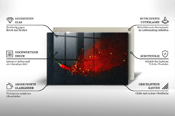 Üveg vágódeszka Csili paprika