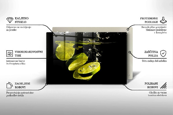 Üveg vágódeszka Lime vízben