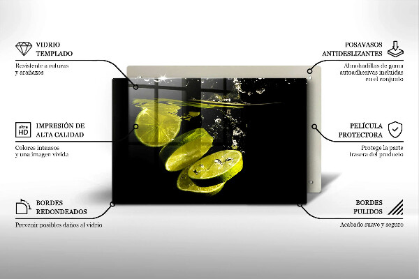 Üveg vágódeszka Lime vízben