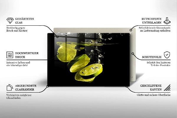 Üveg vágódeszka Lime vízben