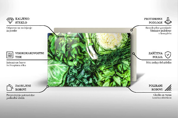 Üveg vágódeszka Zöld zöldségek