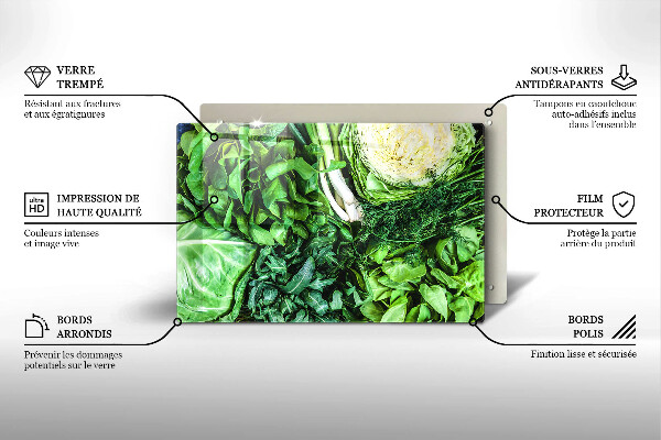 Üveg vágódeszka Zöld zöldségek