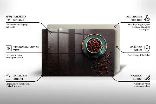 Üveg vágódeszka Egy csésze kávébab