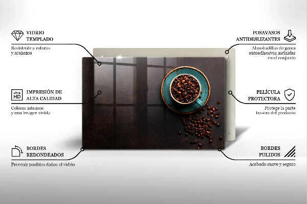 Üveg vágódeszka Egy csésze kávébab