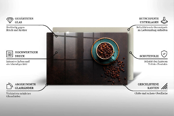 Üveg vágódeszka Egy csésze kávébab