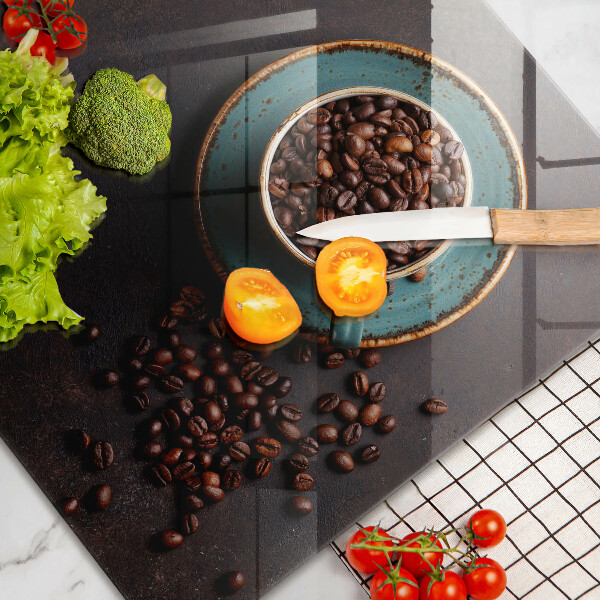 Üveg vágódeszka Egy csésze kávébab