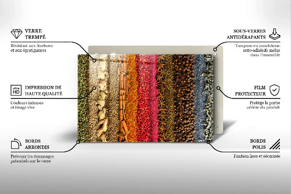 Üveg vágódeszka Színes fűszerek