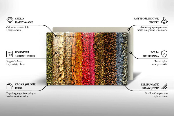 Üveg vágódeszka Színes fűszerek