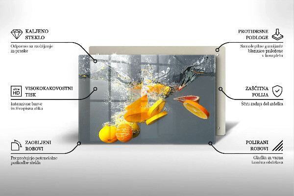 Üveg vágódeszka Citrom vízben
