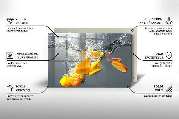 Üveg vágódeszka Citrom vízben