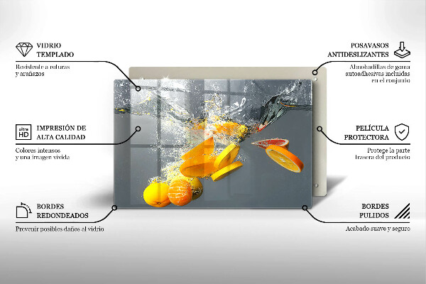 Üveg vágódeszka Citrom vízben