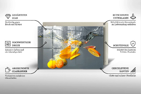 Üveg vágódeszka Citrom vízben