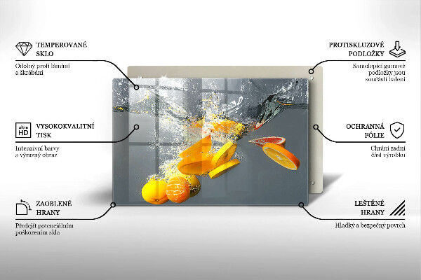 Üveg vágódeszka Citrom vízben