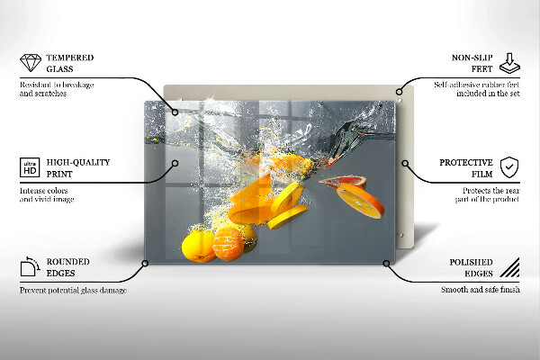 Üveg vágódeszka Citrom vízben