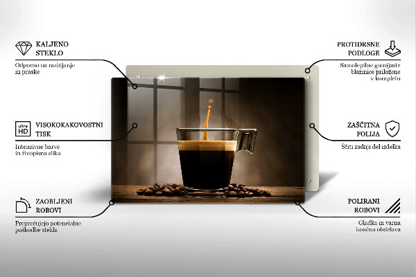 Üveg vágódeszka Üveg és kávébab