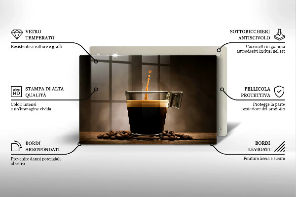 Üveg vágódeszka Üveg és kávébab