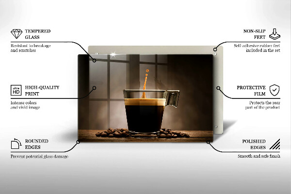 Üveg vágódeszka Üveg és kávébab