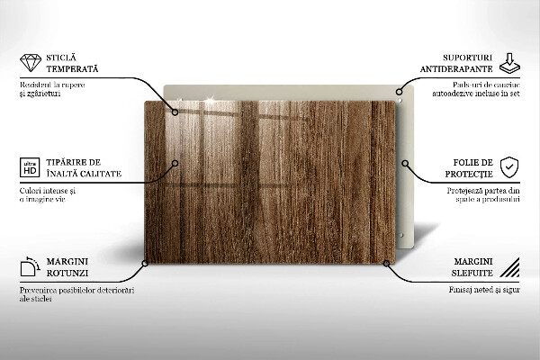 Üveg vágódeszka Fa textúra