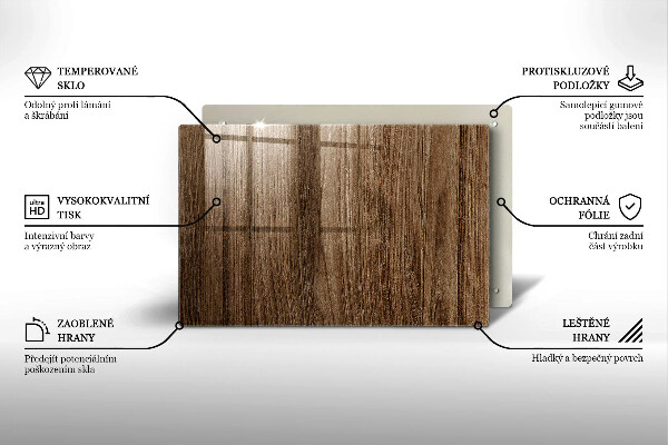 Üveg vágódeszka Fa textúra