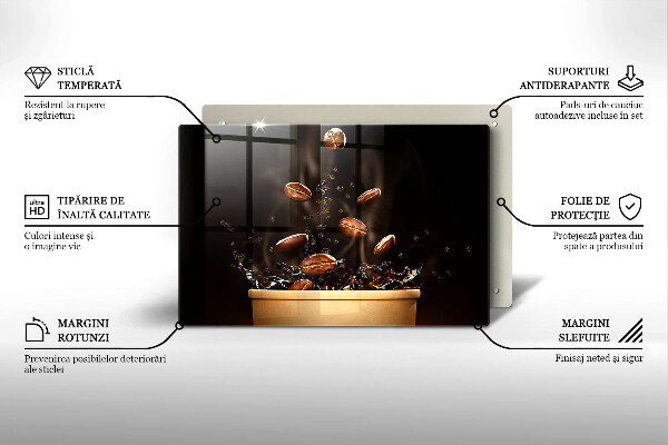 Üveg vágódeszka Forró kávébab
