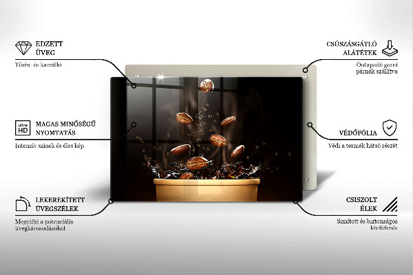 Üveg vágódeszka Forró kávébab