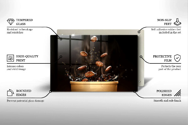 Üveg vágódeszka Forró kávébab