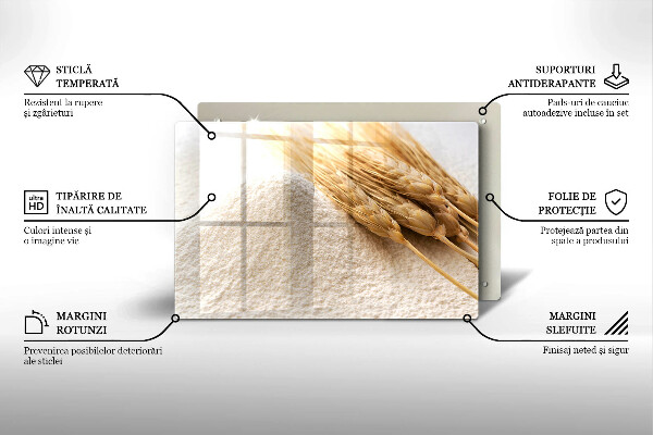 Üveg vágódeszka Liszt és kalászok