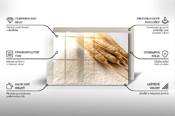 Üveg vágódeszka Liszt és kalászok