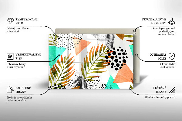 Üveg vágódeszka Boho levelek minta