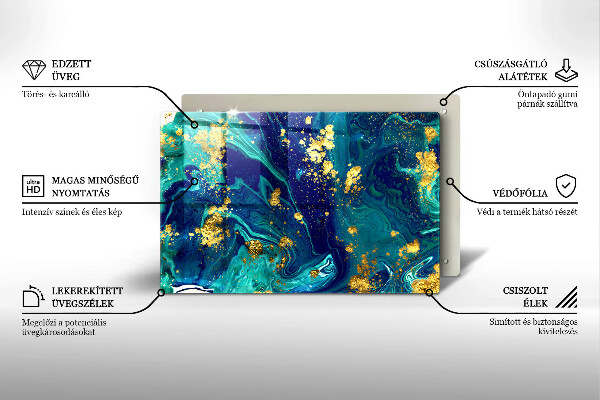 Üveg vágódeszka Absztrakció arannyal
