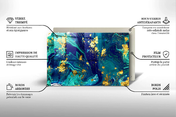 Üveg vágódeszka Absztrakció arannyal