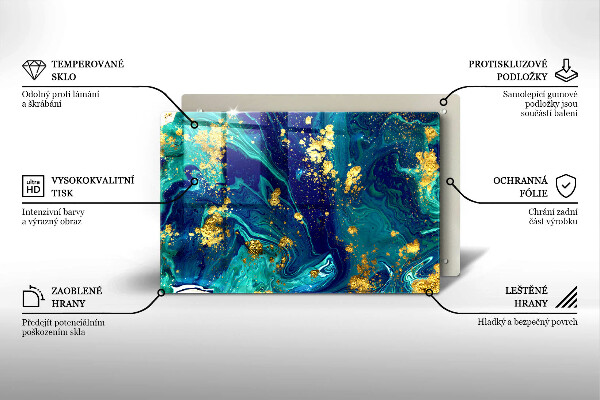 Üveg vágódeszka Absztrakció arannyal