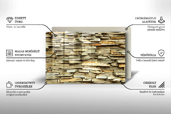 Üveg vágódeszka Díszítő kövek