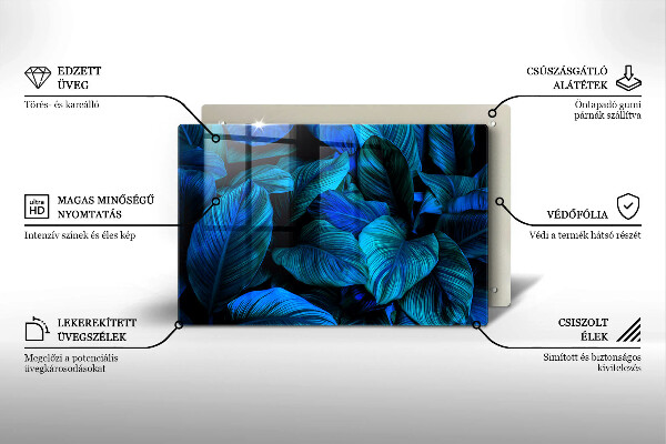 Üveg vágódeszka Dzsungel növényzet levelei