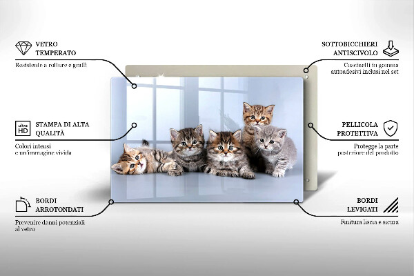 Üveg vágódeszka Édes kis cicák