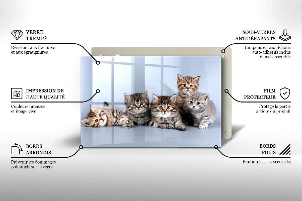 Üveg vágódeszka Édes kis cicák