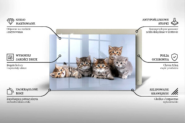 Üveg vágódeszka Édes kis cicák