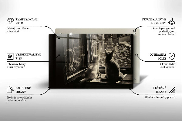 Üveg vágódeszka Macskák város és ablak