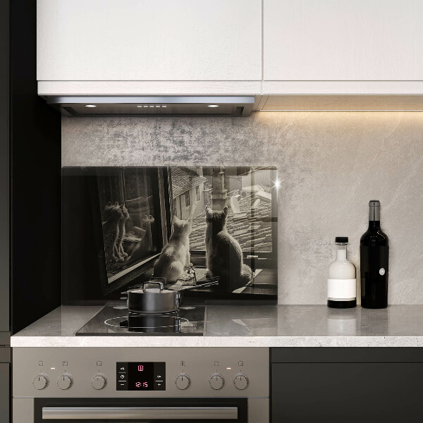 Üveg vágódeszka Macskák város és ablak