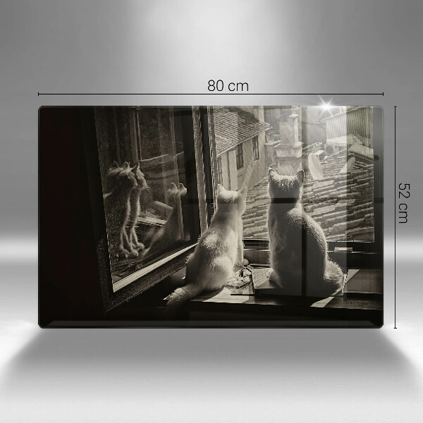 Üveg vágódeszka Macskák város és ablak