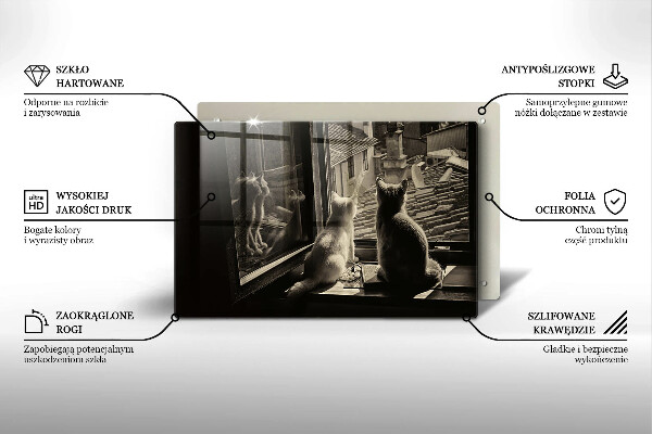 Üveg vágódeszka Macskák város és ablak