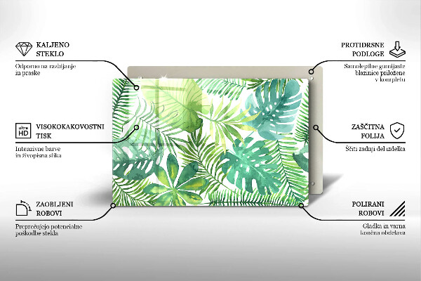 Üveg vágódeszka Akvarell boho levelek