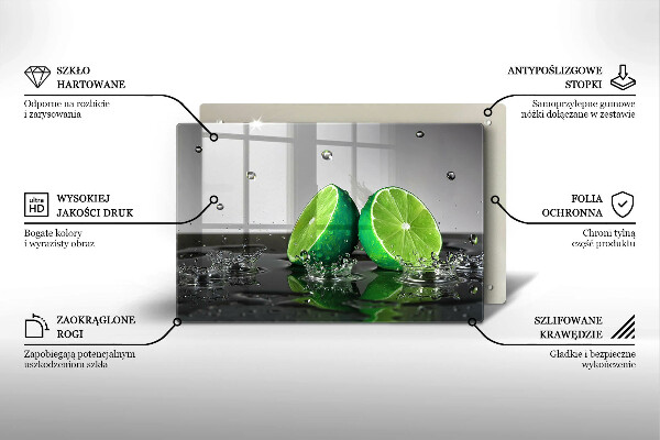Üveg vágódeszka Lédús lime és víz