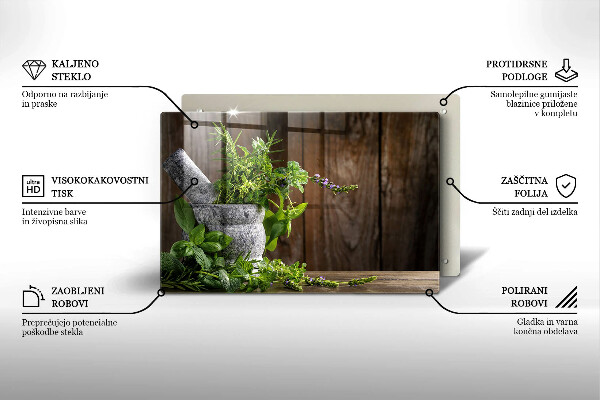 Üveg vágódeszka Gyógynövényeket és fát ültet